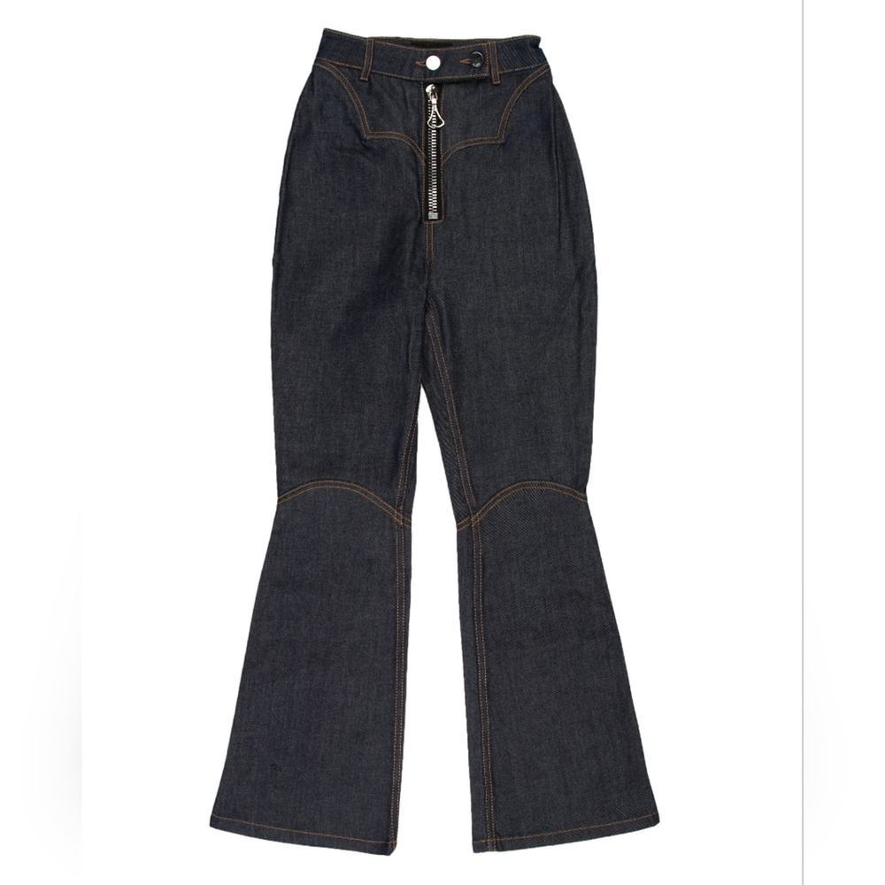 Ellery Zip Fly Cropped Flare Jeans Size 26 Dark Indigo